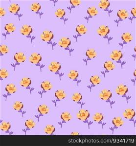 Stylized cute flower seamless pattern in simple style. Abstract floral endless background. For fabric design, textile print, wrapping paper, cover. Vector illustration. Stylized cute flower seamless pattern in simple style. Abstract floral endless background.