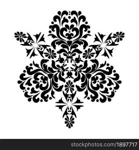 Stylized damask flowers. Oriental arabesque ornament. Vintage baroque ornament. Black and white. Oriental pattern. For stencil, tattoo, marquetry, laser cutting and prints.