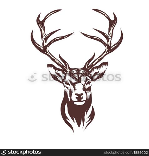 Stylized deer head vector illustration, hand drawn deer head illustration