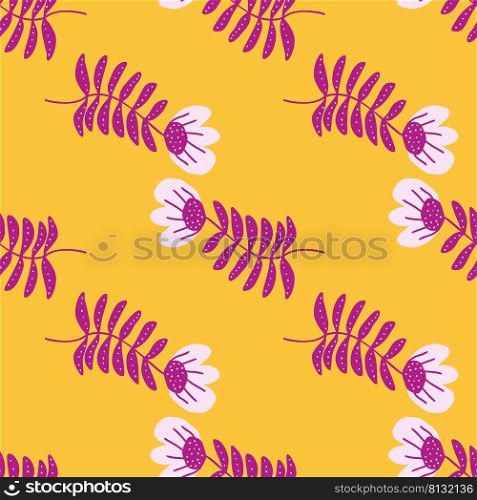 Stylized folk flower seamless pattern. Hand drawn elegant botanical background. Abstract doodle floral wallpaper. Scandinavian style. Design for fabric, textile, wrapping, cover. Vector illustration. Stylized folk flower seamless pattern. Hand drawn elegant botanical illustration.
