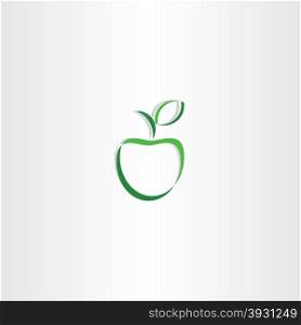 stylized green apple with leaf logo vector icon element company