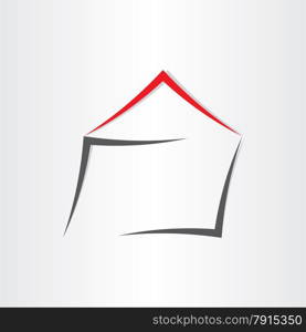 stylized house home icon grey red realestate building