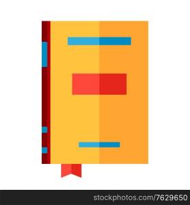 Stylized illustration of closed book. School or educational item.. Stylized illustration of closed book.