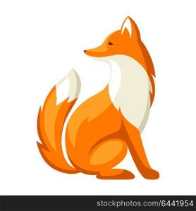 Stylized illustration of fox. Woodland forest animal on white background. Stylized illustration of fox. Woodland forest animal on white background.