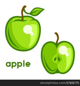 Stylized illustration of fresh apple on white background.. Stylized illustration of fresh apple on white background