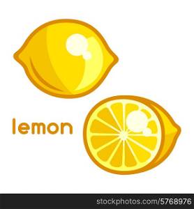 Stylized illustration of fresh lemon on white background.. Stylized illustration of fresh lemon on white background