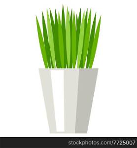 Stylized illustration of grass in pot. Image for design and decoration. Object or icon in abstract style.. Stylized illustration of grass in pot. Image for design or decoration.