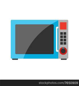 Stylized illustration of microwave oven. Home appliance or household item for advertising and shopping.. Stylized illustration of microwave oven.