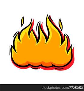 Stylized illustration of sticker fire. Image for design and decoration. Object or icon in abstract style.. Stylized illustration of sticker fire. Image for design or decoration.