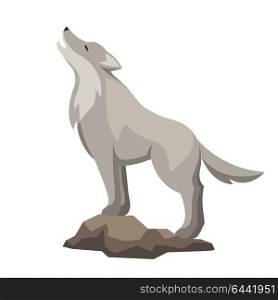 Stylized illustration of wolf. Woodland forest animal on white background. Stylized illustration of wolf. Woodland forest animal on white background.