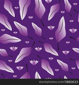 Stylized leaves and flowers seamless pattern. Vector illustration.