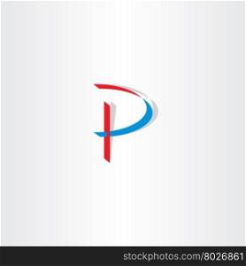stylized letter p blue red vector icon