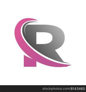 Stylized letter R for monogram, logo, sticker emblem and creative design. Flat style