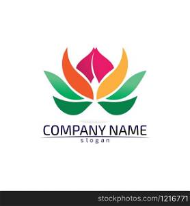 Stylized lotus flower icon vector background design logo