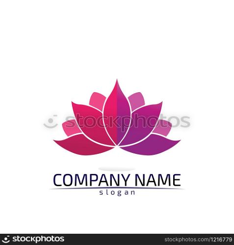 Stylized lotus flower icon vector background design logo