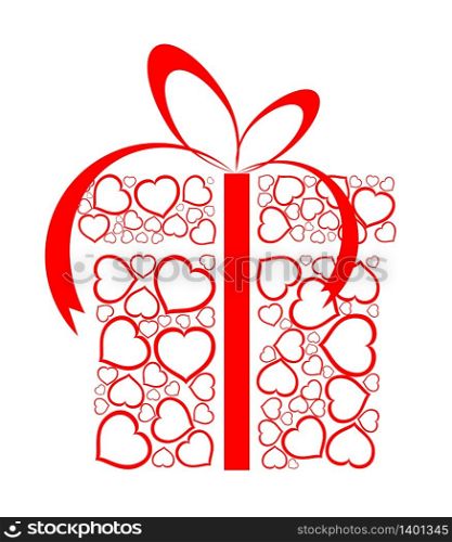 Stylized love present box made from red hearts (vector)