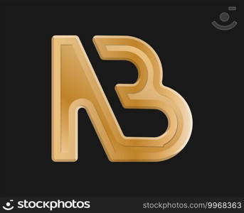 Stylized lowercase letters N and B, connected by a single line for logo, monogram and creative design. Vector illustration isolated on black background.