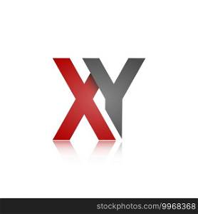 Stylized lowercase letters X and Y with reflection, connected by a single line for logo, monogram and creative design. Vector illustration isolated on a white background.