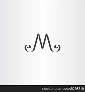 stylized m letter logo m icon black vector