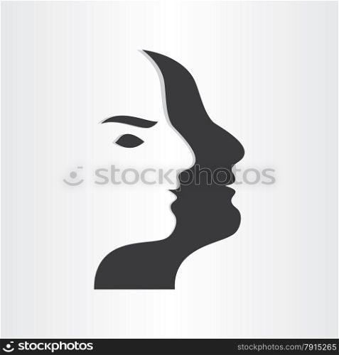 stylized man face abstract design icon think brain head intelegence ideas background