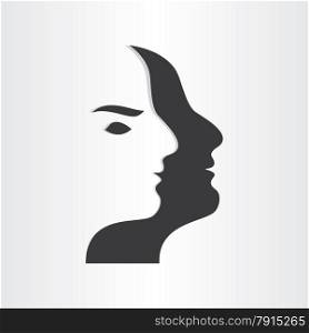 stylized man face abstract design icon think brain head intelegence ideas background