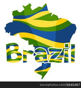 Stylized map of Brazil with abstract color stripes. Stylized map of Brazil with abstract color stripes.