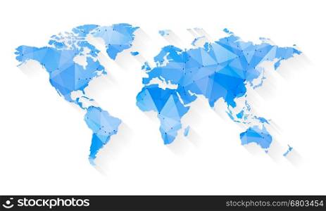 Stylized Map of World. Vector map of world with trendy triangles design