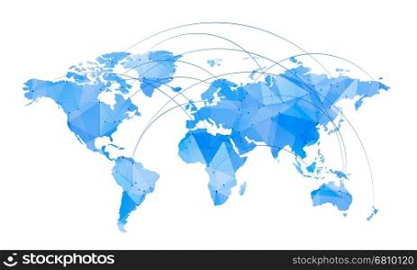 Stylized Map of World. Vector map of world with trendy triangles design