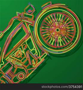 Stylized motorcycle card, abstract art