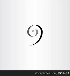 stylized number 9 nine black spiral icon logo