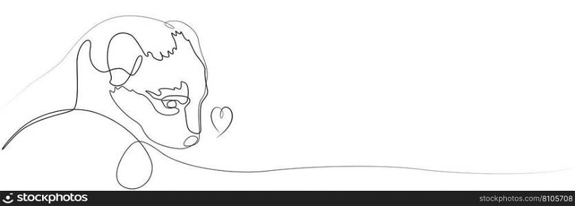 Stylized puppy and heart line drawing Royalty Free Vector