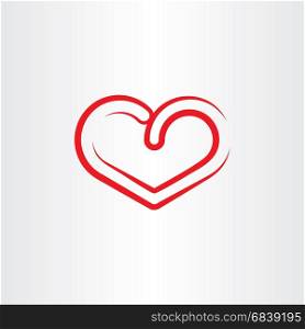 stylized red heart symbol icon vector
