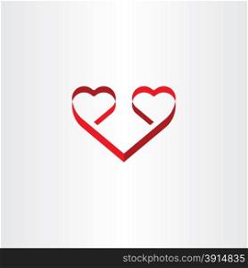 stylized red ribbon heart shape love symbol design