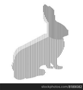 Stylized silhouette of a sitting rabbit in minimalism from straight lines. Vector illustration.