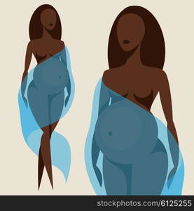 Stylized silhouette of pregnant woman. Illustration for websites, magazines and brochures.