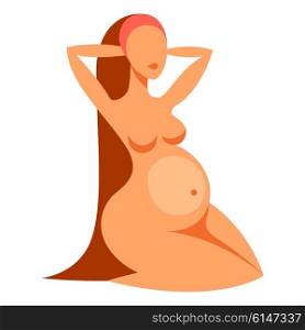Stylized silhouette of pregnant woman. Illustration for websites, magazines and brochures.
