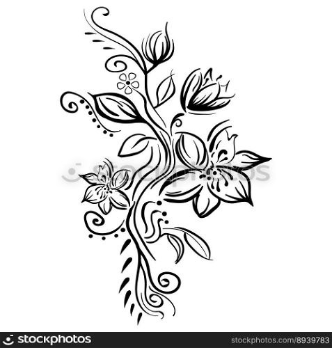 Stylized sketch flowers isolated vector image