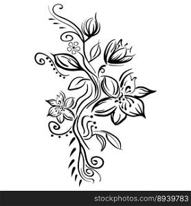 Stylized sketch flowers isolated vector image