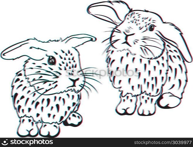 Stylized Sketch of a Bunny. Digital sketch of a cute cartoon bunny, illustration.