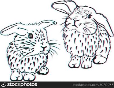 Stylized Sketch of a Bunny. Digital sketch of a cute cartoon bunny, illustration.