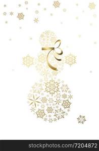 Stylized snowman made from golden snowflakes (vector)
