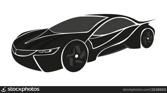 Stylized sport race car isolated icon. Vector illustration