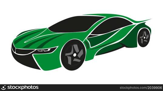 Stylized sport race car isolated icon. Vector illustration.
