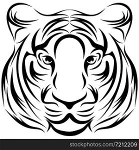 Stylized Tiger Face Line Drawing. Tiger Face Vector Graphic