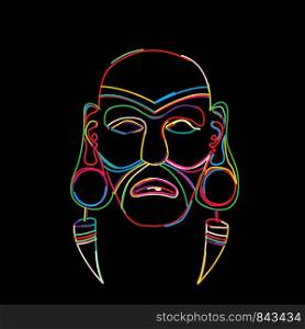 Stylized tribal mask in colors, vector