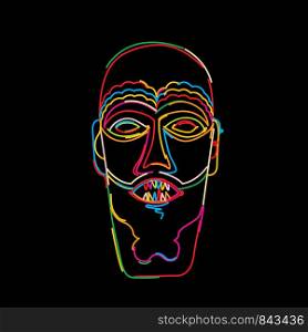 Stylized tribal mask in colors, vector