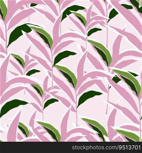 Stylized tropical palm leaves wallpaper. Jungle palm leaf seamless pattern. Design for fabric, textile print, wrapping, cover. Fashion vector illustration. Stylized tropical palm leaves wallpaper. Jungle palm leaf seamless pattern.