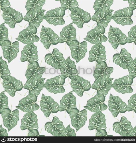 Stylized tropical pattern, palm leaves floral background. Abstract exotic plant seamless pattern. Botanical leaf wallpaper. Design for fabric, textile print, wrapping, cover. Vector illustration. Stylized tropical pattern, palm leaves floral background. Abstract exotic plant seamless pattern. Botanical leaf wallpaper.