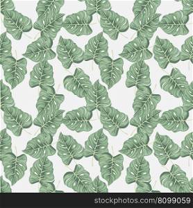 Stylized tropical pattern, palm leaves floral background. Abstract exotic plant seamless pattern. Botanical leaf wallpaper. Design for fabric, textile print, wrapping, cover. Vector illustration. Stylized tropical pattern, palm leaves floral background. Abstract exotic plant seamless pattern. Botanical leaf wallpaper.