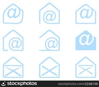 Stylized vector icon for email. Design element.